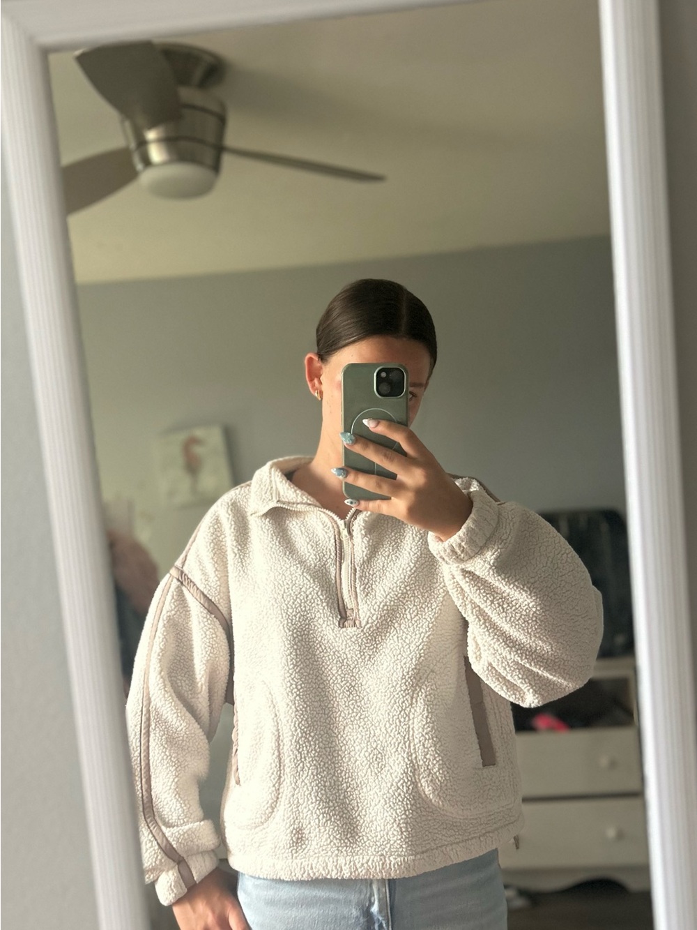 Thread & Supply Cream Sherpa Half-Zip Pullover